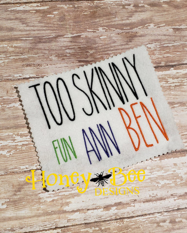 Too Skinny Embroidery Font